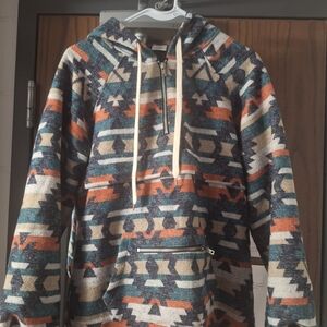 Aztec Patterned Hoodie with Front Pocket